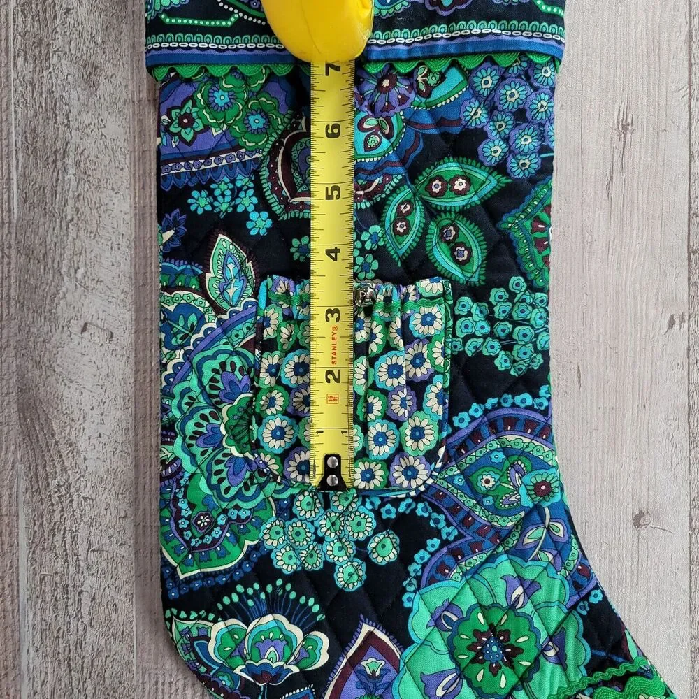 Vera Bradley Christmas Stocking Holiday BLUE RHAPSODY Paisley Mandala Pocket